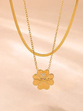 Gold Toned Clover Layered Necklace Titanium Steel 18K Plated Chain Length Gold One Size
