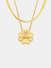 Gold Toned Clover Layered Necklace Titanium Steel 18K Plated Chain Length