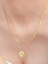 Gold Toned Clover Layered Necklace Titanium Steel 18K Plated Chain Length