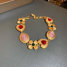 Copper Inlaid Rhinestone Vintage Bracelet Gold One Size Bracelets