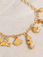 Gold-Toned Nautical Charm Necklace Stainless Steel 18K Gold Plated