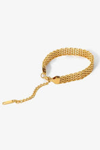 Gold wide chain bracelet with adjustable mesh, toggle clasp, and chain length options