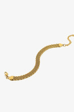 Gold wide chain bracelet with adjustable mesh and toggle clasp