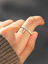 Gold Zircon Cross Ring in Sterling Silver