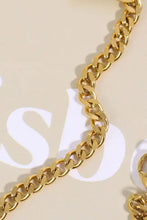 Shiny gold curb chain necklace with inlaid zircon, lobster clasp, 18-inch chain length