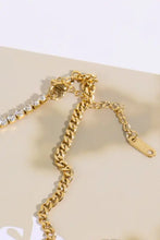 Gold zircon stainless steel chain bracelet with inlaid zircon necklace set