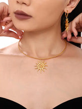 Golden sun pendant necklace with 18k gold-plated titanium steel chain