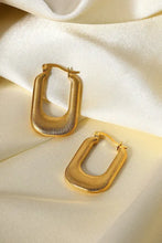 Gold good luck charm U-shaped hoop earrings in stainless steel