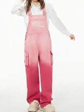 Pink gradient wide leg overalls with star nook logo patch