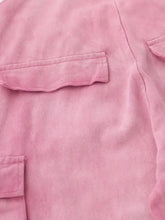 Pink gradient textured jacket with flap pockets, machine wash cold