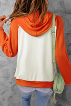 Women’s graphic drawstring long sleeve hoodie with orange sleeves