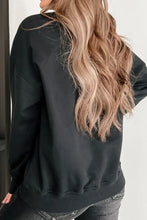 Black oversized graphic Easter sweatshirt with floral bunny plaid bow