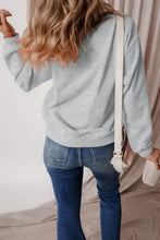 Light gray graphic round neck long sleeve sweatshirt