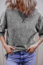 Gray Acid Washed Oversized Cotton Blend T Shirt for Women Gray
