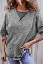 Gray Acid Washed Oversized Cotton Blend T Shirt for Women Woman T Shirts