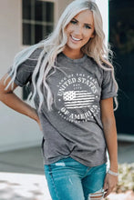 Gray American Flag Graphic T-Shirt with Regular Sleeve Length for Women Woman T Shirts