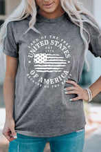 Gray American Flag Graphic T-Shirt with Regular Sleeve Length for Women Woman T Shirts