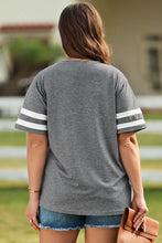 Gray American Flag T-Shirt V-Neck Half Sleeve Length for Women Woman T Shirts