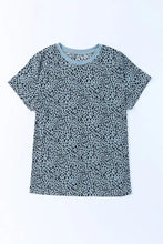 Black spotted short sleeve womens t-shirt in blue and white animal print