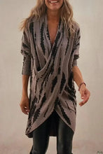 Gray and Black Tie Dye Wrap Dress Taupe