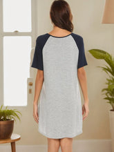 Gray and Navy Short Sleeve Nightgown with Moderate Stretch