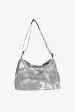 Tie-Dye Canvas Crossbody Bag in Grey and White with Zipper