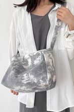 Gray and white tie-dye canvas crossbody bag