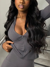 Gray Athletic Zip Up Jumpsuit and Crop Top Set for Women
