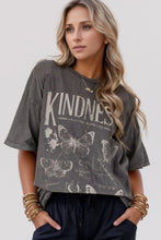 Gray Butterfly Graphic Cotton T-Shirt for Women Dark Gray