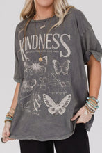 Gray Butterfly Graphic Cotton T-Shirt for Women