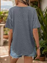 Gray Button-Down Knotted T-Shirt and Denim Shorts Set for Women