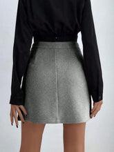 Gray Buttoned A-Line Mini Skirt