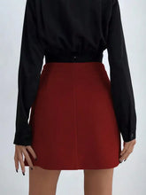 Gray Buttoned A-Line Mini Skirt Woman Skirts