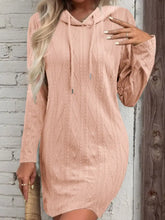 Gray Cable Knit Hooded Sweater Dress for Women Dusty Pink Woman Sweater Dresses