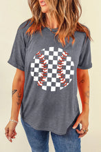 Gray Checkered Baseball Design Womens T Shirt