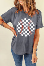 Gray Checkered Baseball Design Womens T Shirt