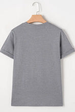 Gray Chenille Patch T-Shirt for Women with HOPPY Design Woman T Shirts