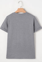 Gray Chenille Patch T-Shirt for Women with HOPPY Design
