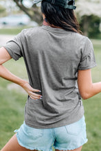 Gray Chenille Patch T-Shirt for Women with HOPPY Design
