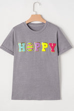 Gray Chenille Patch T-Shirt for Women with HOPPY Design