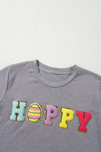 Gray Chenille Patch T-Shirt for Women with HOPPY Design