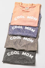 Gray Cool Mom Print Distressed T-Shirt with Laser Cut Detail