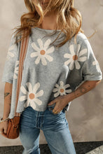 Gray Daisy Patterned Women's Shirt Sweater Blend Gray