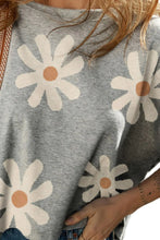 Gray Daisy Patterned Women's Shirt Sweater Blend