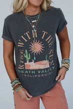 Gray Desert Graphic Tee for Women with Rolled Sleeves Dark Gray