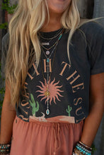 Gray Desert Graphic Tee for Women with Rolled Sleeves