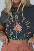 Gray Desert Graphic Tee for Women with Rolled Sleeves