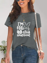 Gray Easter Bunny Graphic T-Shirt for Women Dark Gray Woman T Shirts