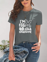 Gray Easter Bunny Graphic T-Shirt for Women Woman T Shirts