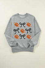 Gray football round neck long sleeve sweatshirt with bow pattern